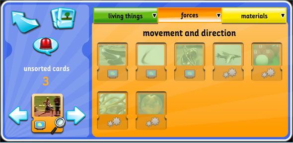 BBC Science Picture 4: card organiser interface 2